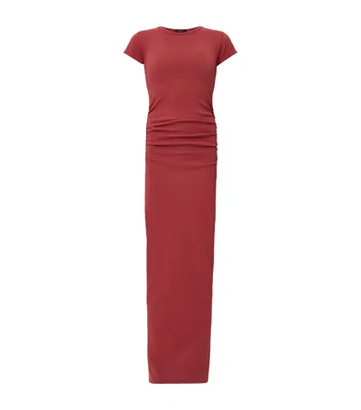 Allsaints Womens Burnt Brick Re Katarina Slim-fit Stretch Organic-cotton Maxi Dress In Red