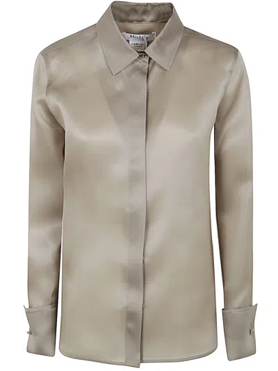 Max Mara Silk Organza Shirt In Green