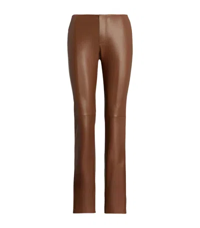 Ralph Lauren Bejamen Soft Leather Pants In Brown