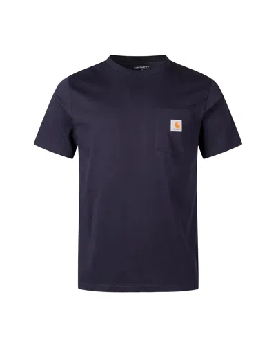 Carhartt T-shirt Pocket Nera In Blue