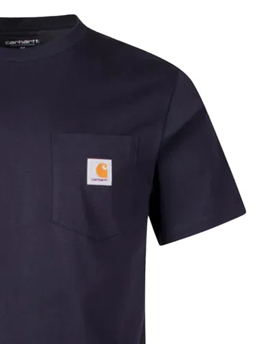 Carhartt T-shirt Pocket Nera In Blue
