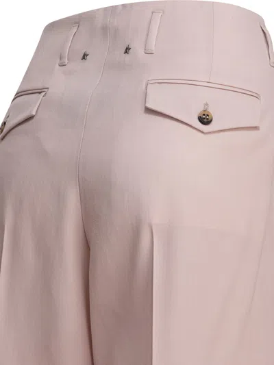 Golden Goose Wool Gabardine Trousers Pink In Pink