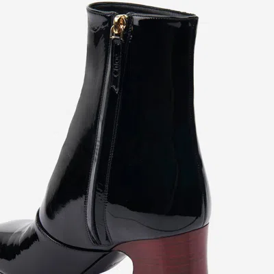 Chloé Chloè Janis Ankle Boots With Glossy Leather Heel In Black