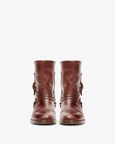 Isabel Marant Brown Boots With Slouched Shaft And Decorative Straps In Gray