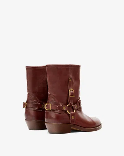 Isabel Marant Brown Boots With Slouched Shaft And Decorative Straps In Gray