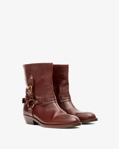 Isabel Marant Brown Boots With Slouched Shaft And Decorative Straps In Gray