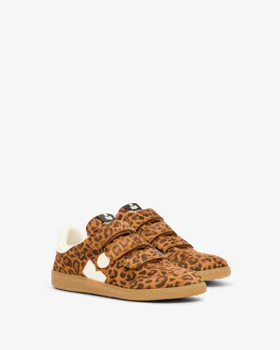 Isabel Marant Printed Suede Sneakers In Brown