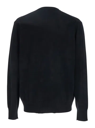 Vivienne Westwood Black Crewneck Sweater With Orb Embroidery In Cotton And Cashmere
