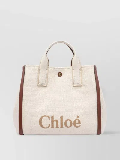 Chloé Tote Bag With Contrast Trim And Handles In Silver