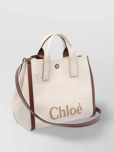 Chloé Tote Bag With Contrast Trim And Handles In Silver