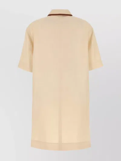 Gucci Linen Mini Dress Bow Detail In Neutral