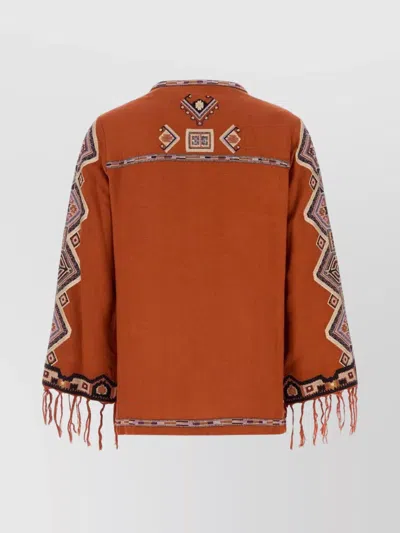 Isabel Marant Orange Silk Zelda Blouse In Animal Print
