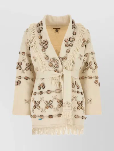 Alanui Ocean Dream Fringe Cardigan With Shell Embellishments
