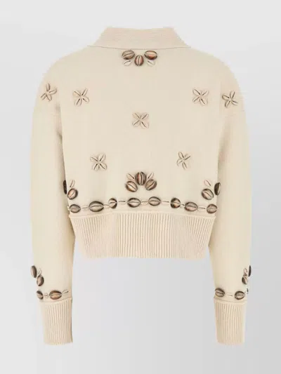 Alanui Cardigan Ocean Dream Oversize In Misto Seta Avorio Donna