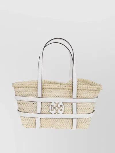 Tory Burch Small Straw Basket Tote With Dual Handles In Brown