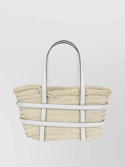 Tory Burch Small Straw Basket Tote With Dual Handles In Brown