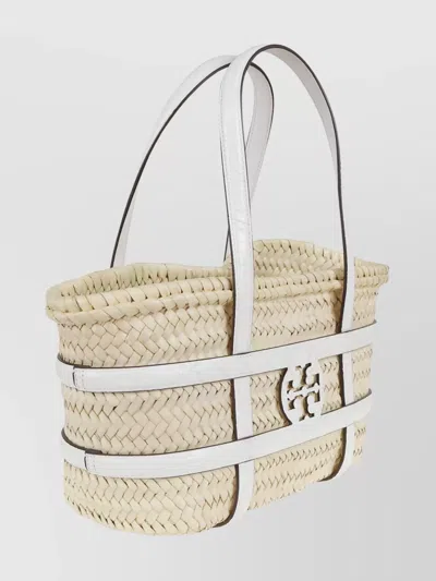 Tory Burch Small Straw Basket Tote With Dual Handles In Brown