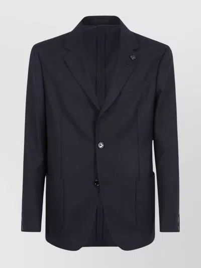 Lardini Single-breasted Tailored Black Wool Blend Jacket