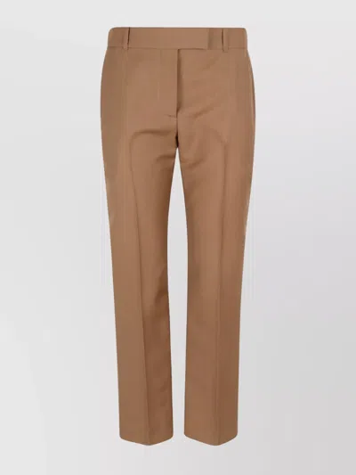 Alexander Mcqueen Tailored Pants With Front Crease And Belt Loops In Brown