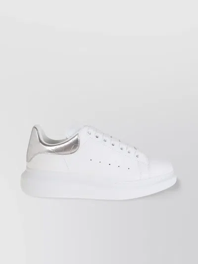 Alexander Mcqueen 'oversized Sneaker' With Croc-embossed Tab In Silver
