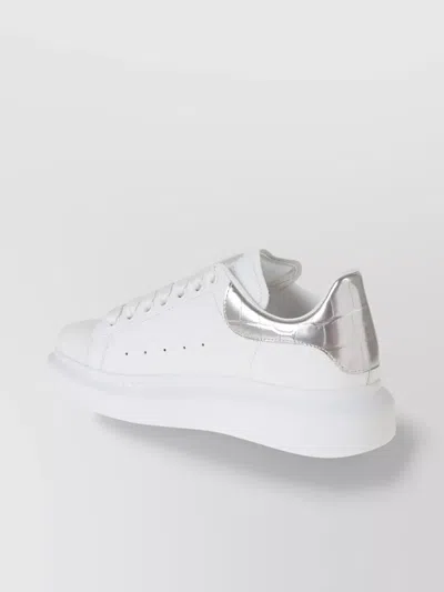 Alexander Mcqueen 'oversized Sneaker' With Croc-embossed Tab In Silver
