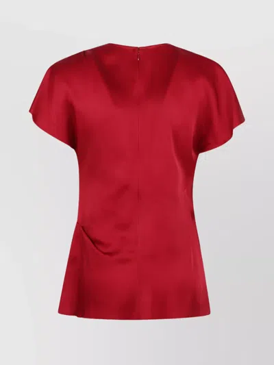 Victoria Beckham Draped Pleat Detail Top In Red