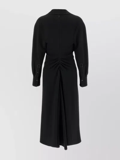 Victoria Beckham Women Black Long Sleeve Polo Collar Midi Dress, Xs Luxury Dresses For Women Darveys