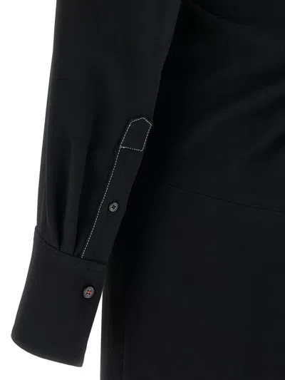 Victoria Beckham Women Black Long Sleeve Polo Collar Midi Dress, Xs Luxury Dresses For Women Darveys