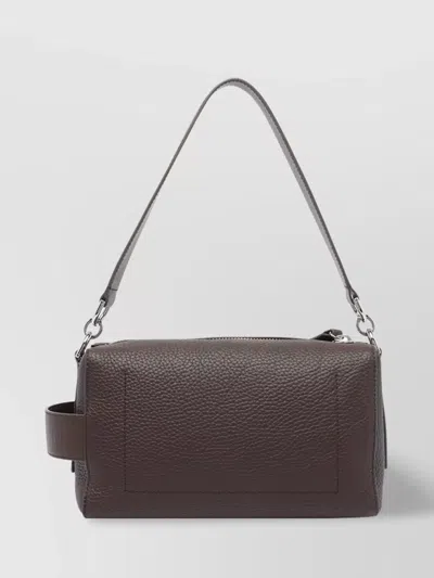 Hogan Leather Textured Rectangular Metal Hardware Shoulder Bag