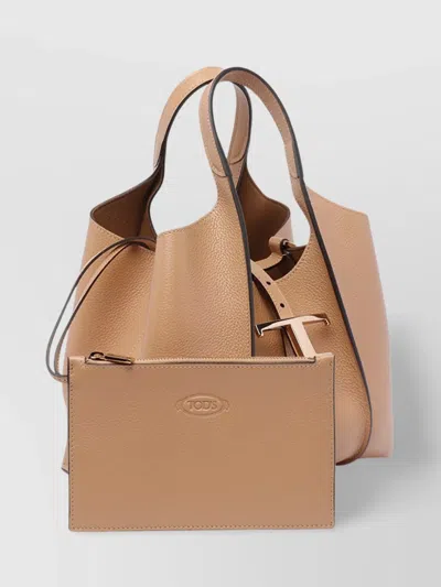 Tod's Small Pebbled Tote Bag With Removable Strap
