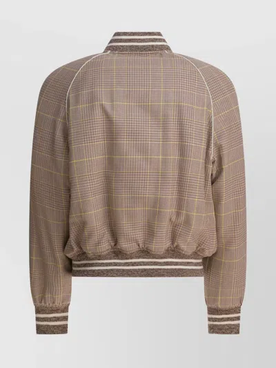 Alexander Mcqueen Skull Patch Prince Of Wales Bomber Jacket In Brown