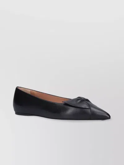 Ferragamo Bow Pointed Toe Flat Ballerina Shoes In Black