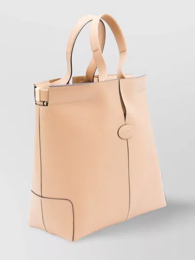 Tod's Stitched Contrast Rectangular Tote With Top Handles