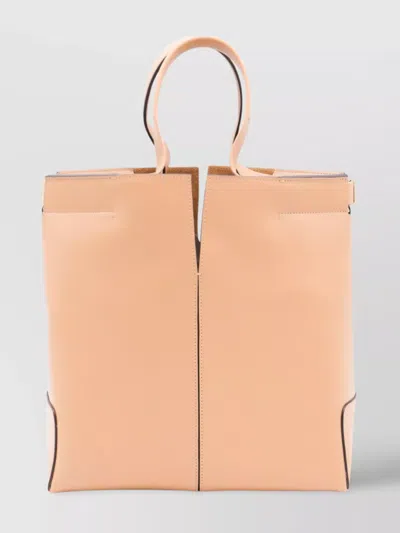 Tod's Stitched Contrast Rectangular Tote With Top Handles