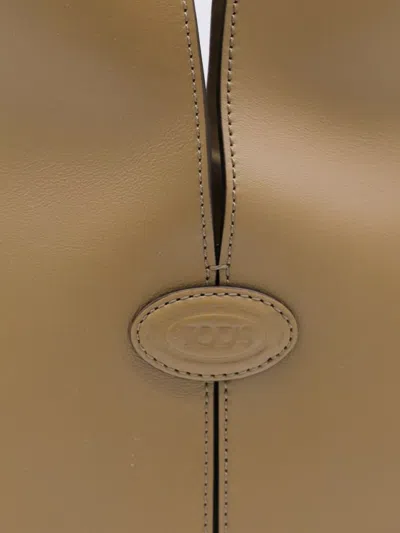 Tod's Rectangular Top Handles Contrast Stitching Tote Bag In Brown