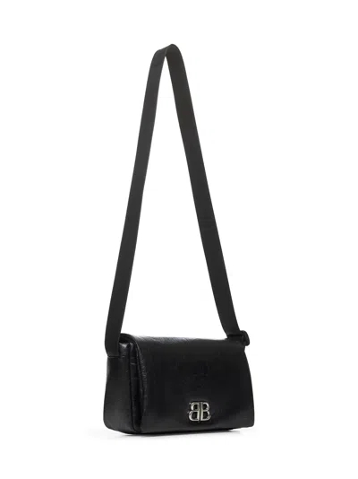 Balenciaga Men Black Monaco Flap Messenger S Bag