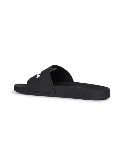 Balenciaga Men Black Rubber Pool Slide Sandals In Black