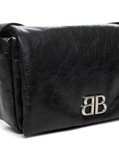 Balenciaga Men Black Monaco Flap Messenger S Bag