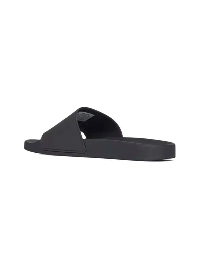 Balenciaga Black Sandals With Maxi Contrasting Logo In Tech Fabric Man