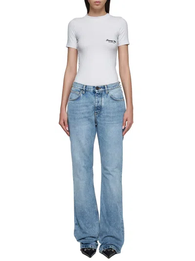 Balenciaga Women Low-waist Jeans In Blue