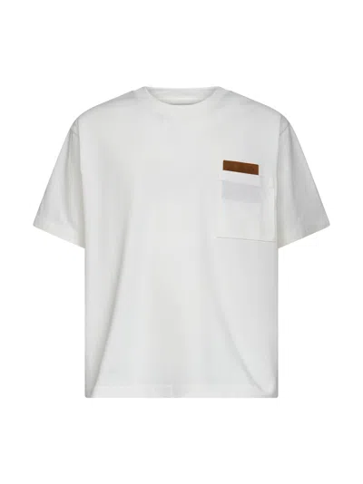 Bottega Veneta Pima Cotton T-shirt With Suede Patch In White