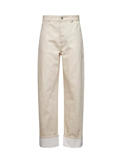 Bottega Veneta Women Beige Denim Turn-up Jeans In Neutral