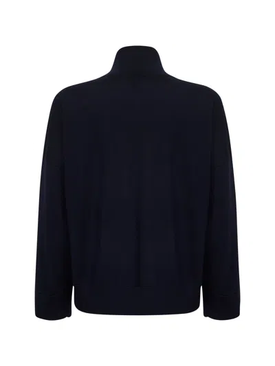 Bottega Veneta Blue Wool Embroidered Turtleneck Sweater In Black