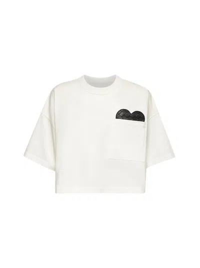 Bottega Veneta Women White Cotton Jersey Crop T-shirt In Neutral