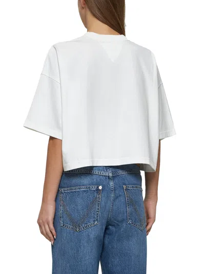 Bottega Veneta Women White Cotton Jersey Crop T-shirt In Neutral