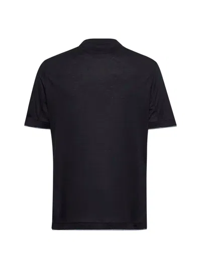 Brunello Cucinelli Men Black Jersey Faux Layering T-shirt In Black