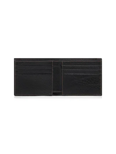 Brunello Cucinelli Men Black Grained Calf Leather Wallet