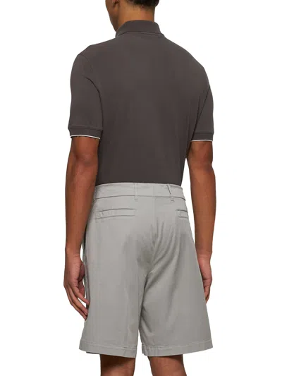 Brunello Cucinelli Green Gabardine Bermuda Shorts In Brown