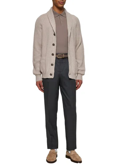 Brunello Cucinelli Men Grey Gabardine Leisure Fit Trousers In Gray
