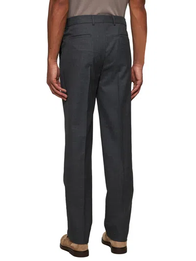 Brunello Cucinelli Men Grey Gabardine Leisure Fit Trousers In Gray